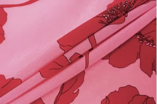 Крепдешин шёлковый Max Mara Цветы на розовом MM H001 FF44 21042609 Крепдешин шёлковый Max Mara Цветы на розовом MM H001 FF44 21042609