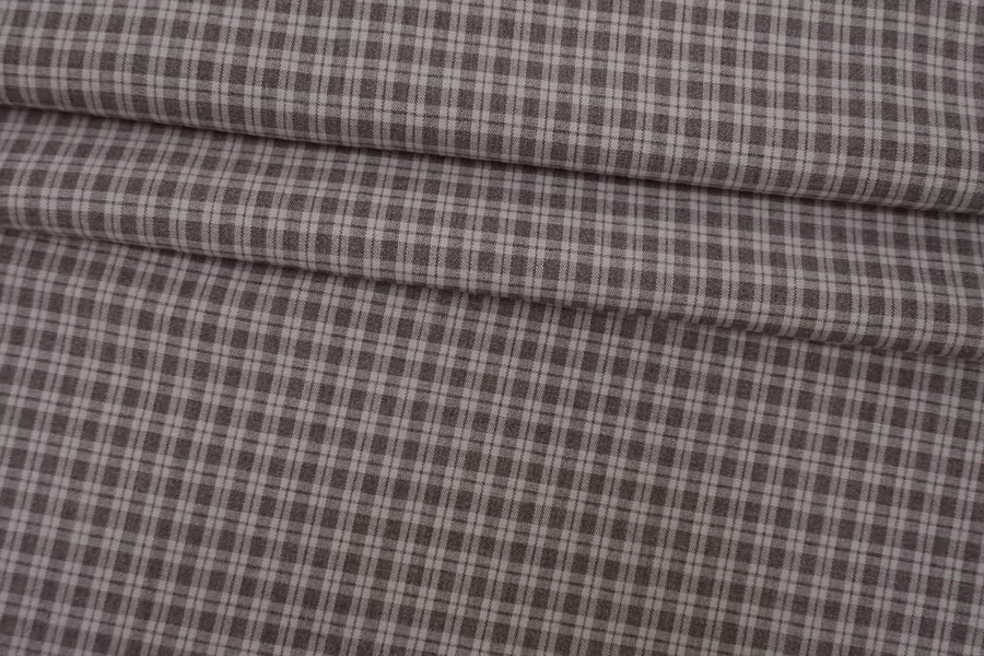 Шерсть с хлопком плательная RALPH LAUREN в клетку Коричневая KZ H62   FF10 16022543