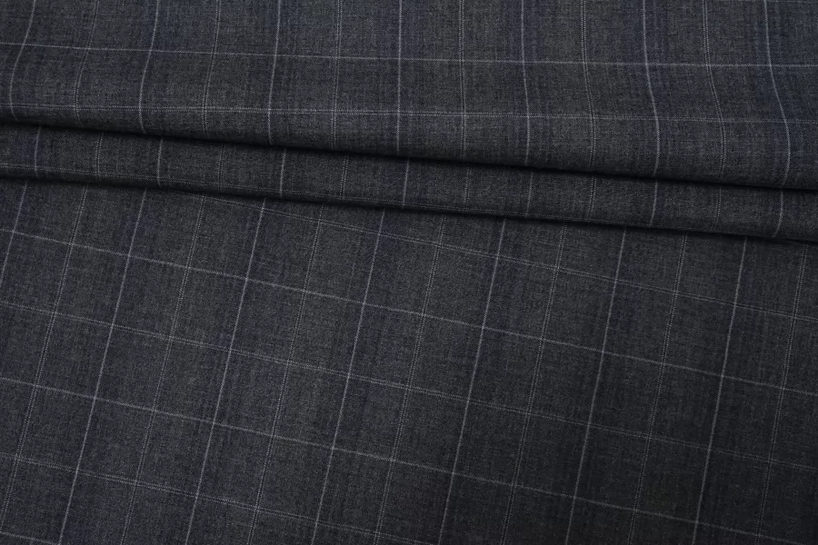 Плательно-рубашечная шерсть в клетку ARMANI Серо-синяя BNC H13 HH60 27082645