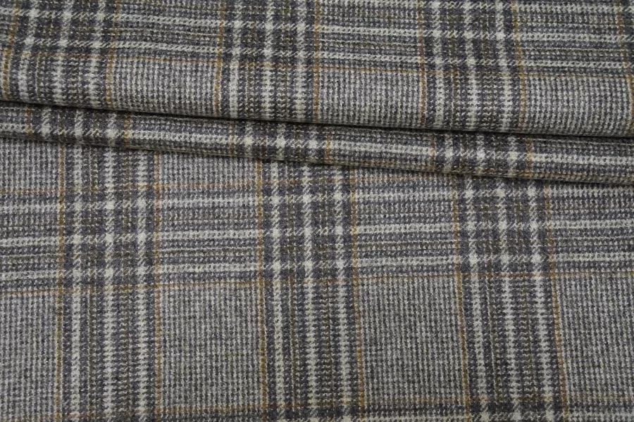 Фланель кашемировая костюмная LORO PIANA Серая в клетку BNC H11 FF60 27082661