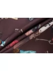 Шёлк варёный сатиновый стрейч LOUIS VUITTON Ключи на глубоком винном BNC H49/2 N20 28082619