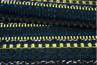 Твид шанель с люрексом Чёрный с синим и салатовым H68/5 L60 11042601