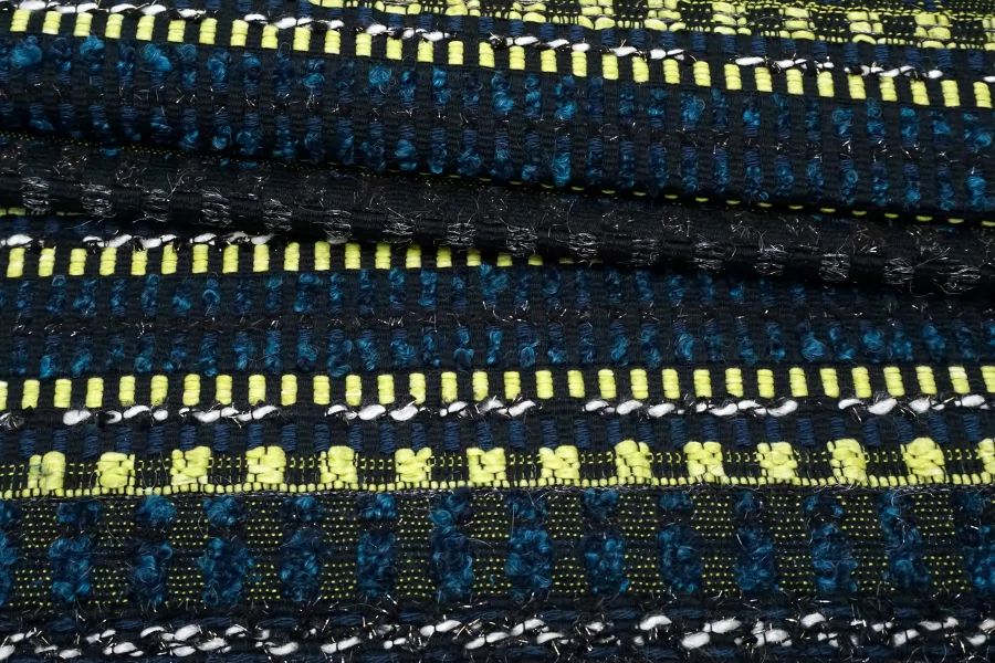 Твид шанель с люрексом Чёрный с синим и салатовым H68/5 L60 11042601