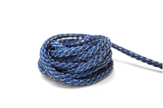 Шнур плетёный круглый Синий с золотым люрексом 5 мм KR3D 18042607