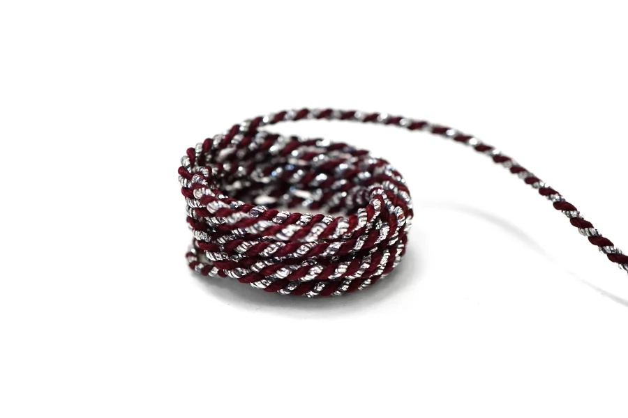 Шнур гайтановый Винно-серебристый с люрексом 3 мм KR-3D 18042610