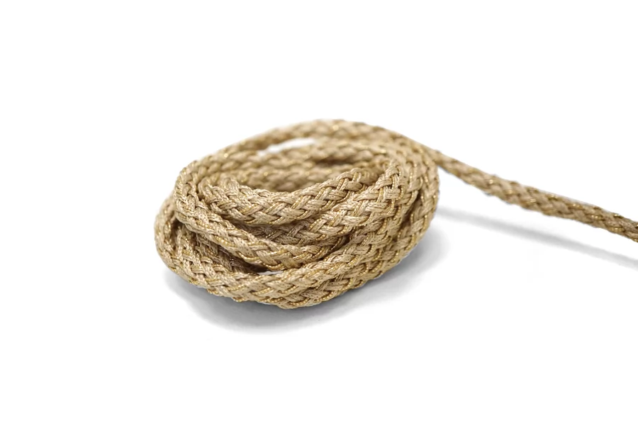 Шнур плетёный круглый Бежевый с золотым люрексом 5 мм KR-3D 18042612