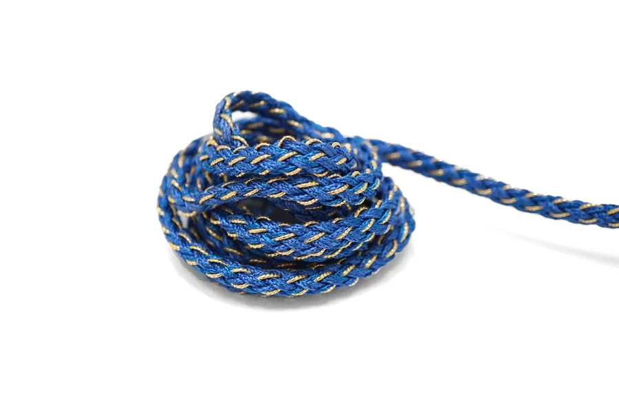 Шнур плетёный круглый Синий с золотым люрексом 5 мм LA30\4 18042634