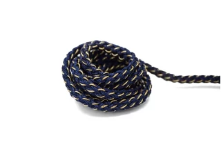 Шнур плетёный круглый Тёмно-синий с золотым люрексом 5 мм LA30\2 18042637
