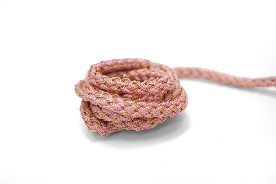 Шнур плетёный круглый Розовый с золотым люрексом 5 мм LA30\2 18042640