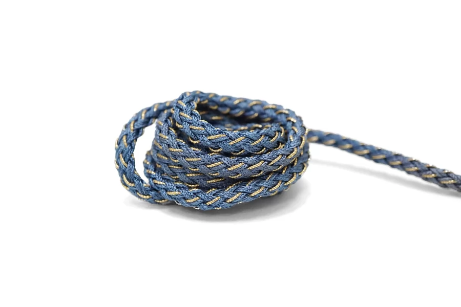 Шнур плетёный круглый Дымчато-голубой с золотым люрексом 5 мм LA30\2 18042642