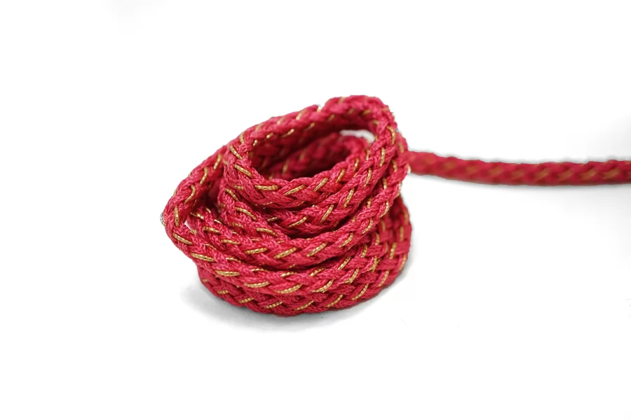 Шнур плетёный круглый Яркий розовый с золотым люрексом 5 мм LA30\3 18042644