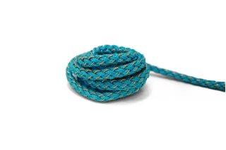Шнур плетёный круглый Бирюзово-голубой с золотым люрексом 5 мм LA30\2 18042646