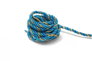 Шнур гайтановый Золотисто-голубой с люрексом 4 мм LA30\3 18042648