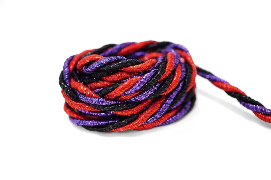 Шнур гайтановый Красный с чёрным и фиолетовым люрекс 6 мм LA30\3 18042649