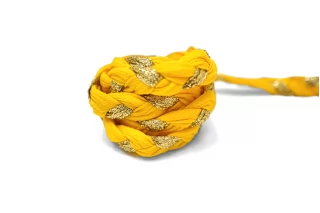 Шнур плетёный косичкой Жёлтый с золотистым люрексом 1 см LA30\4  18042662