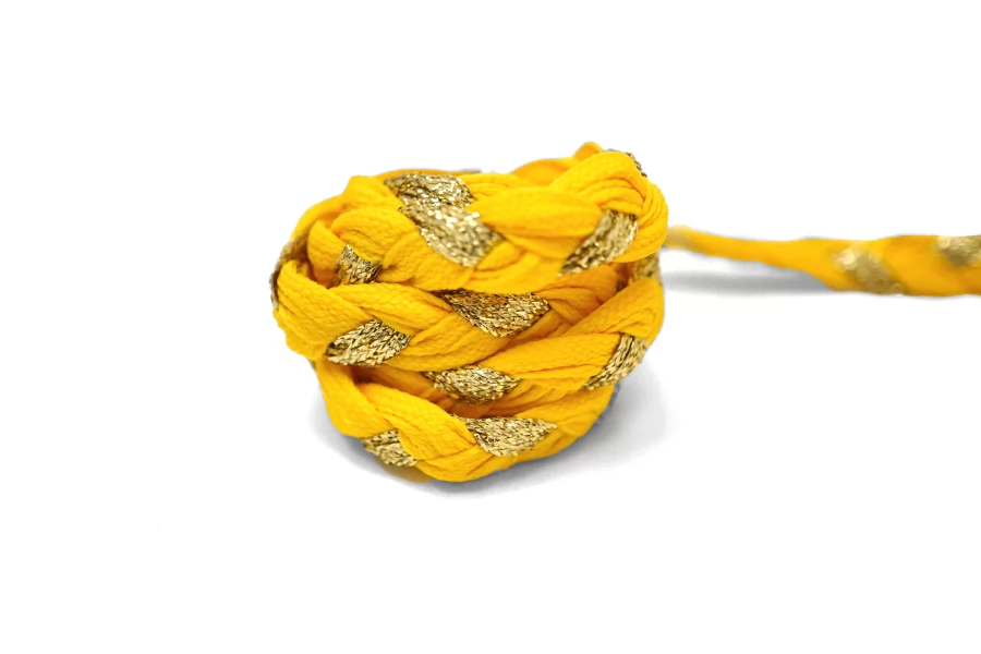 Шнур плетёный косичкой Жёлтый с золотистым люрексом 1 см LA30\4  18042662