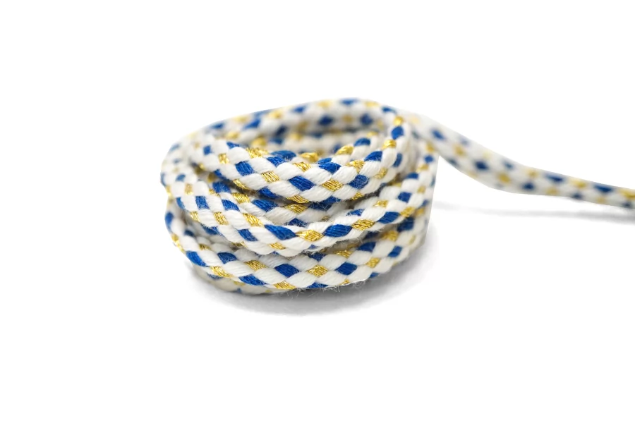Шнур плетеный Бело-синий с золотистым люрексом 6 мм LA30\4 18042663