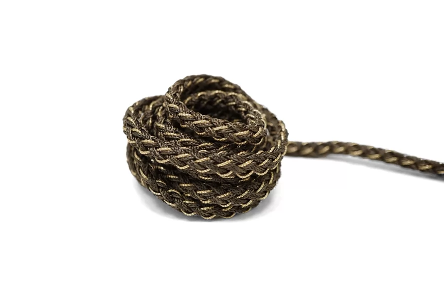 Шнур плетёный круглый Коричневый с золотым люрексом 5 мм LA30\2 18042664