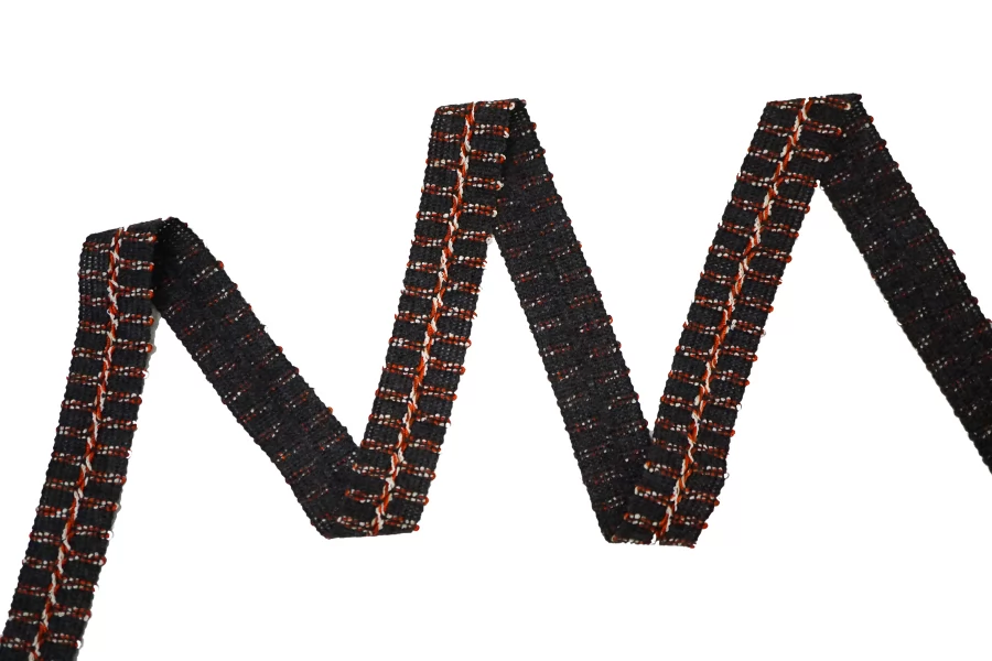 Тесьма твидовая окантовочная Тёмно-серая 3 см ST7 18042672