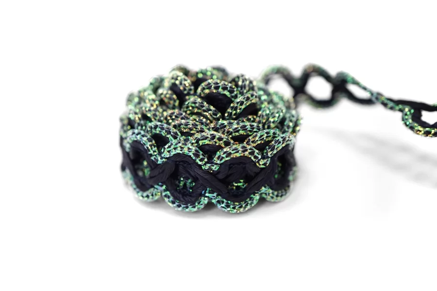 Тесьма декоративная Тёмно-синяя c люрексом 1,5 см ST7 18042674