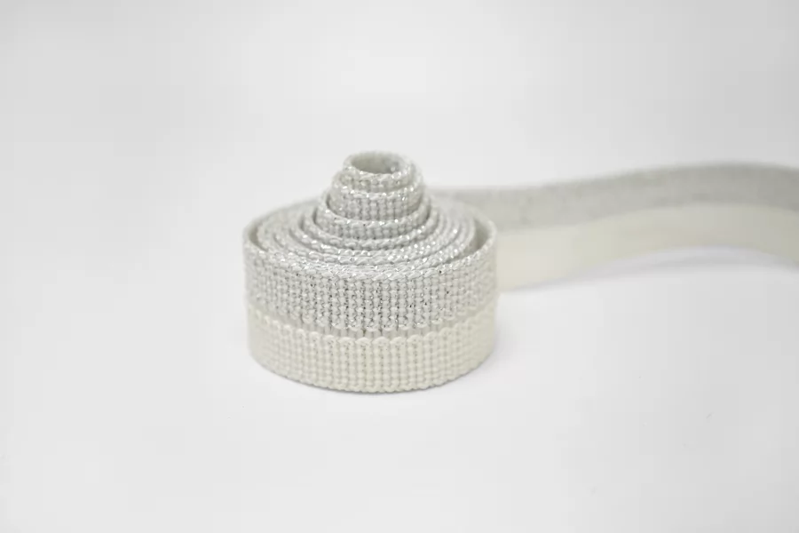 Тесьма трикотажная окантовочная Серо-молочная с люрексом 2 см ST7 18042677