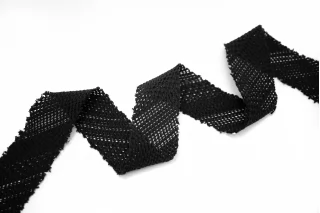 Косая бейка хлопковая твидовая Чёрная 4 см ST8 18042689