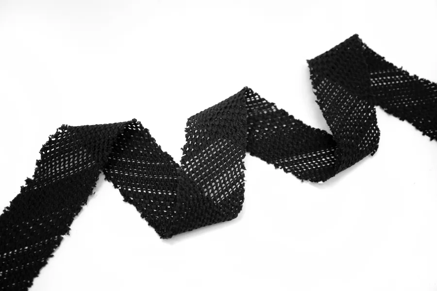 Косая бейка хлопковая твидовая Чёрная 4 см ST8 18042689