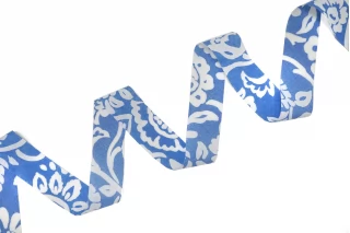 Косая бейка хлопковая Бело-голубая 3 см SHA60\1 19042616