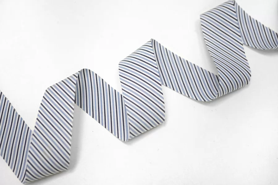 Косая бейка хлопковая Сине-белая в полоску 3 см SHA60\2 19042619