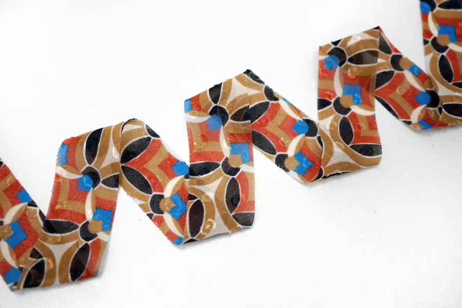 Косая бейка шифоновая Чёрно-бежевая 3 см SHA60\2 19042621