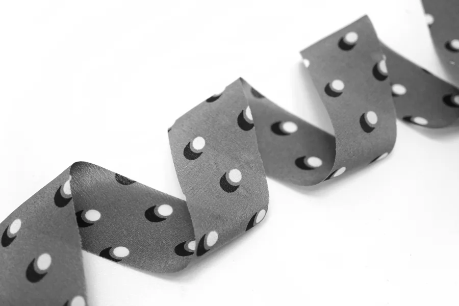 Косая бейка шёлковая Серая в горошек MARELLA 3 см SHA60\1 19042626