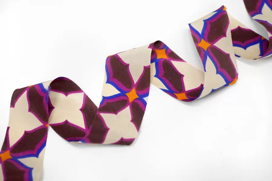 Косая бейка шёлковая Абстракция фиолетовая MARELLA 3 см SHA60\1 19042628