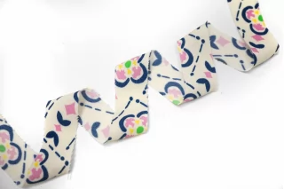 Косая бейка вискозная Абстракция на молочном MARELLA 2.5 см SHA60\1 19042629