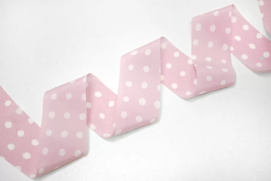 Косая бейка шёлковая Розовая в горошек MARELLA 3.2 см SHA60\1 19042633