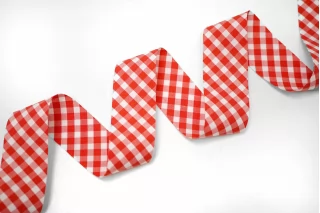 Косая бейка хлопковая Красно-белая клетка 2.8 см SHA60\2 19042634