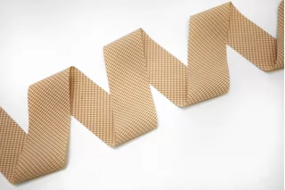 Косая бейка хлопковая Бежево-белая клетка 2.8 см SHA60\2 19042639