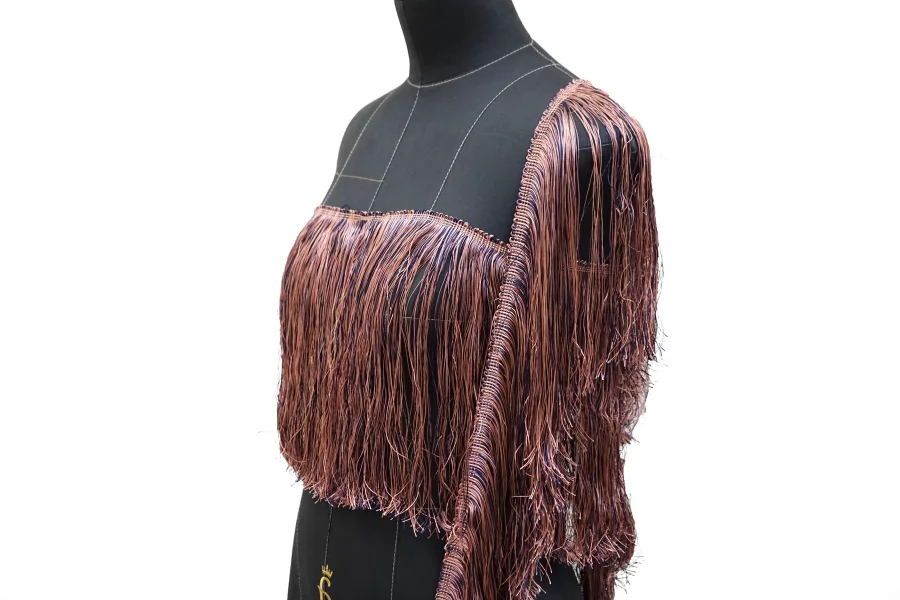 Бахрома отделочная Тёмно-синяя с розовым 25 см FR1-04 19042670
