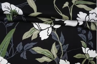 Вискоза твиловая MAX MARA Цветы на чёрном MM H21/9 i60 21042616