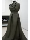 Крепдешин шёлк с ацетатом плательно-блузочный MAX MARA Зелёный хаки MM H30/2 O50 21042620