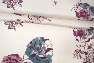 Вискоза твиловая MAX MARA Цветы на молочно-кремовом MM H21/12 i30 22042618