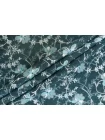 Жаккард-стрейч костюмный хлопковый Цветы на бирюзовом TRC H34/3 L10 11122529