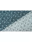 Жаккард-стрейч костюмный хлопковый Цветы на бирюзовом TRC H34/3 L10 11122529