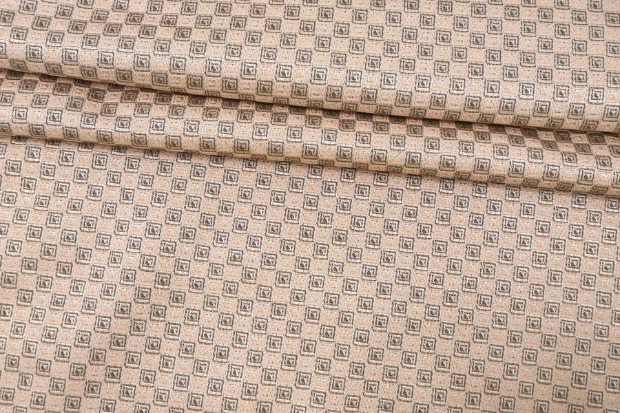 Жаккард-стрейч костюмный вискозный Геометрия персиково-коричневая TRC H34/2 L10 11122530