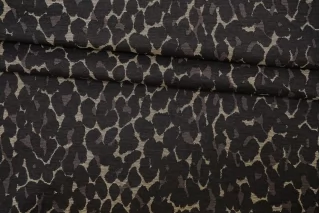 Жаккард костюмный хлопковый Пятнистый чёрно-коричневый TRC H34/3 L10 11122531