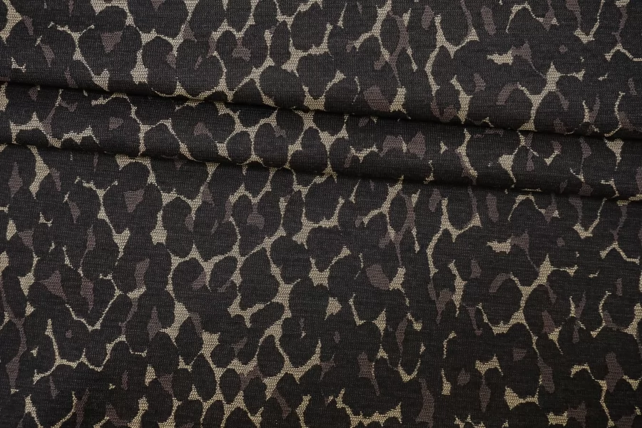 Жаккард костюмный хлопковый Пятнистый чёрно-коричневый TRC H34/3 L10 11122531