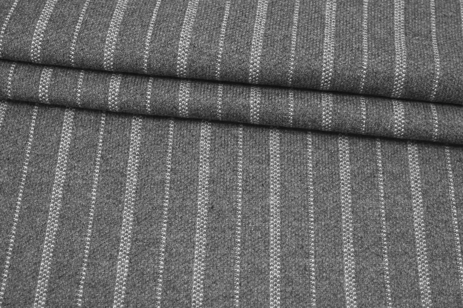 Трикотаж хлопковый в полоску Серо-белый TRC H41/4 W70 11122565