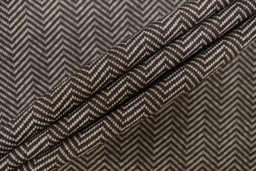 Трикотаж хлопковый в ёлочку Коричнево-белый TRC H47/6 Z30 11122566