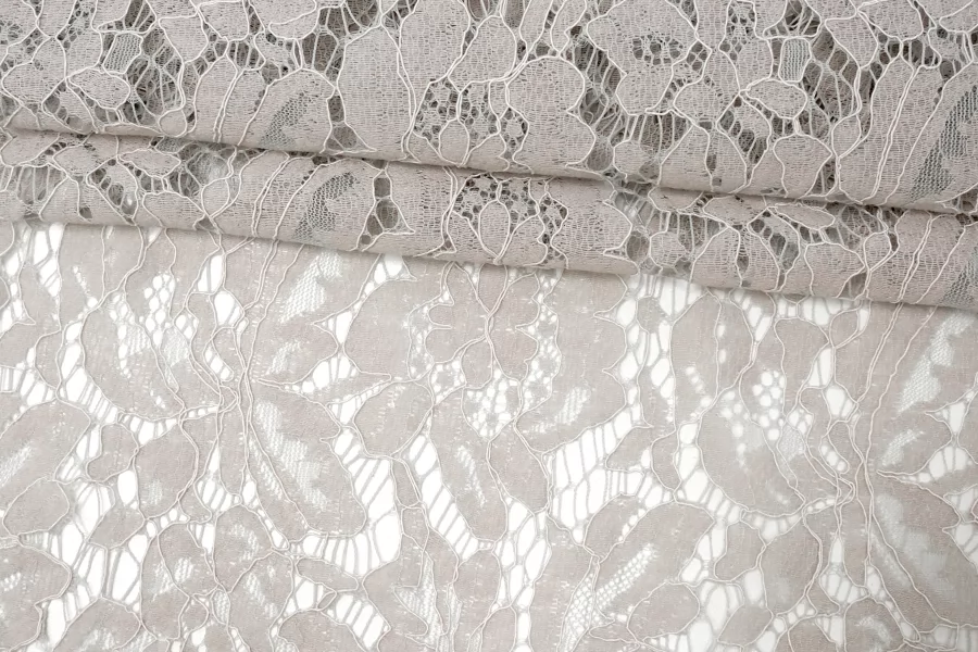Кружево хлопковое кордовое Светлое серо-бежевое TRC H35/1 O33 12122580