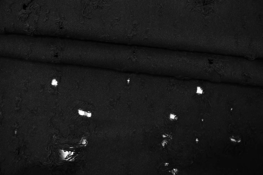 Джинса хлопковая рваная Черная CVC H14/6 NN10 19112504