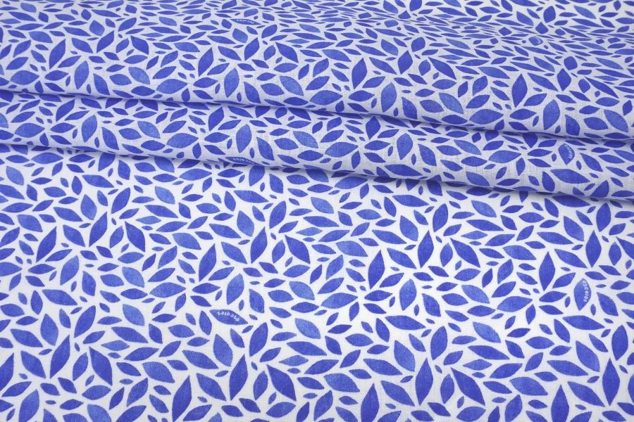 Лён рубашечно-плательный Бело-синий CVC H16 F10 19112510